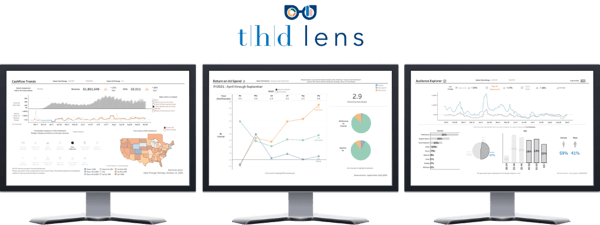 Figure 2. The above image shows several different views that are available to users through the THD lens suite of interactive, business intelligence dashboards.